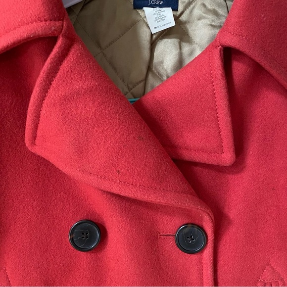 J. Crew Women’s Double Breasted Wool Blended Red Pea Coat L - Picture 4 of 13